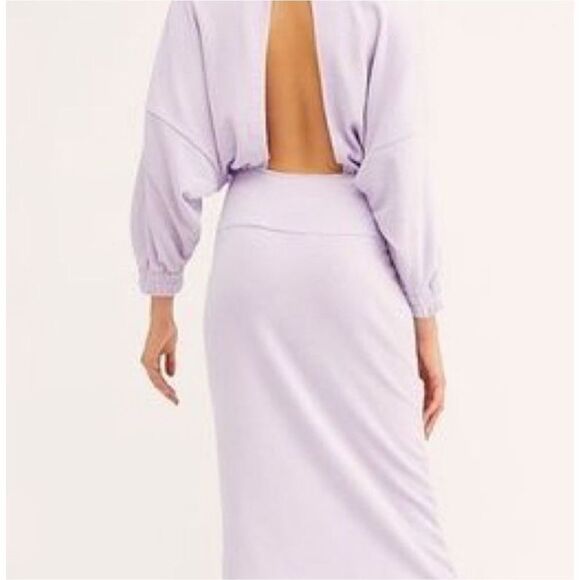 Free People Beach NWT Midi Column Dress Terrycloth Cut Out Purple size S - Picture 2 of 12